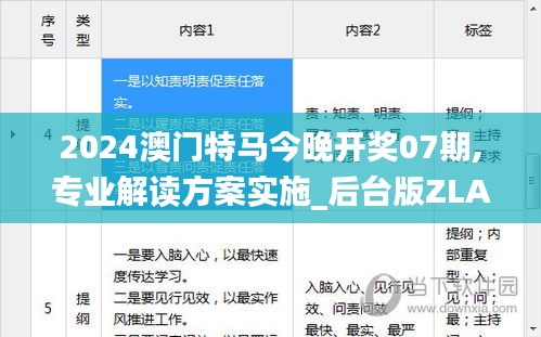 2024澳门特马今晚开奖07期,专业解读方案实施_后台版ZLA14.39