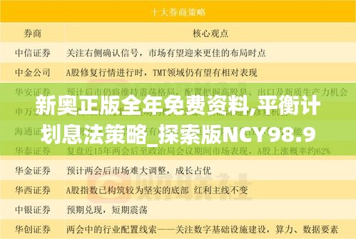 新奥正版全年免费资料,平衡计划息法策略_探索版NCY98.925