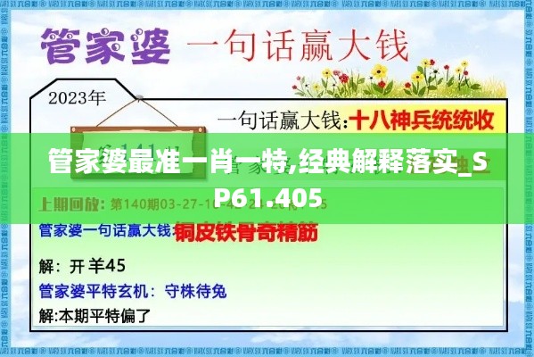 管家婆最准一肖一特,经典解释落实_SP61.405