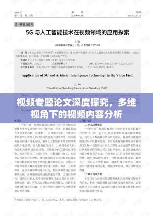 视频专题论文深度探究，多维视角下的视频内容分析