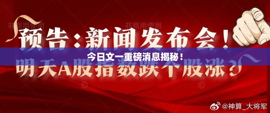 今日文一重磅消息揭秘！